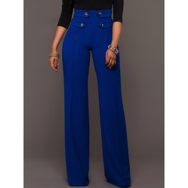 Solid Color Buttons Casual Pant