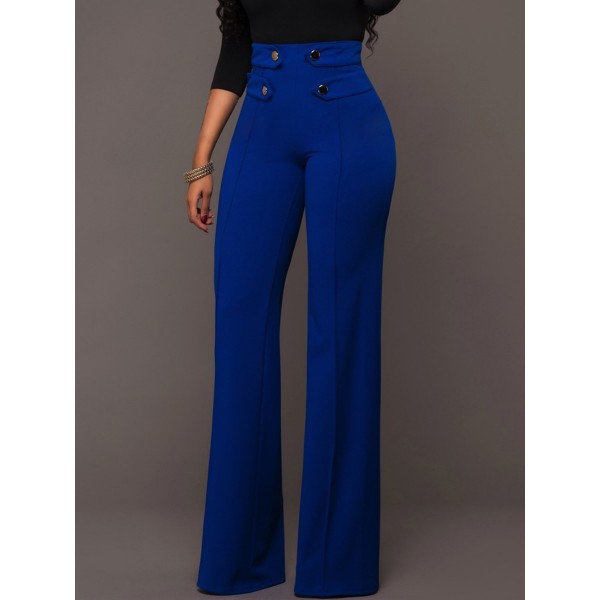 Solid Color Buttons Casual Pant