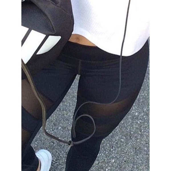 See-Through Solid Color Skinny Leggings