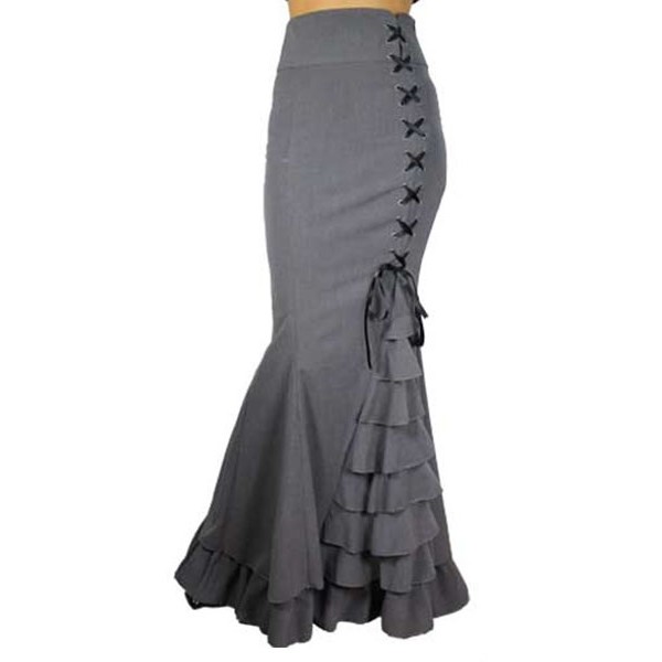 Lace-Up Layered Falbala Mermaid Skirt