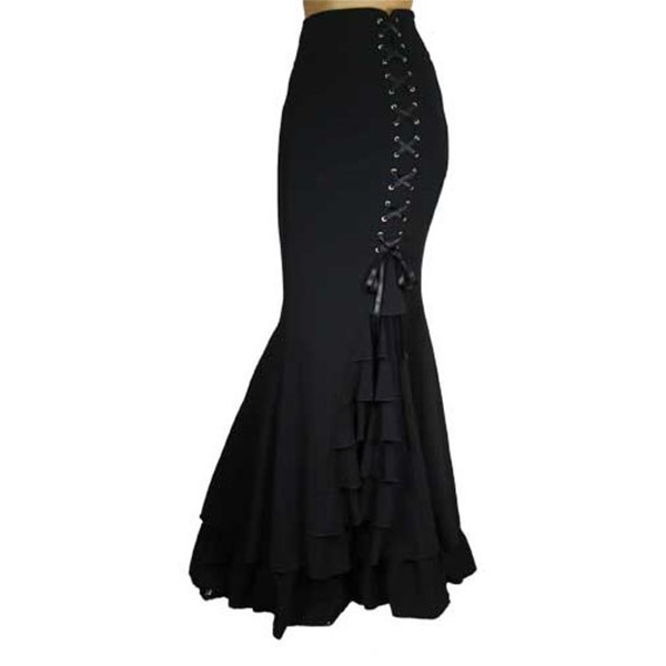 Lace-Up Layered Falbala Mermaid Skirt