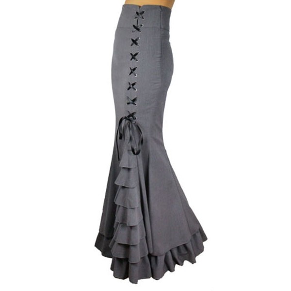 Lace-Up Layered Falbala Mermaid Skirt