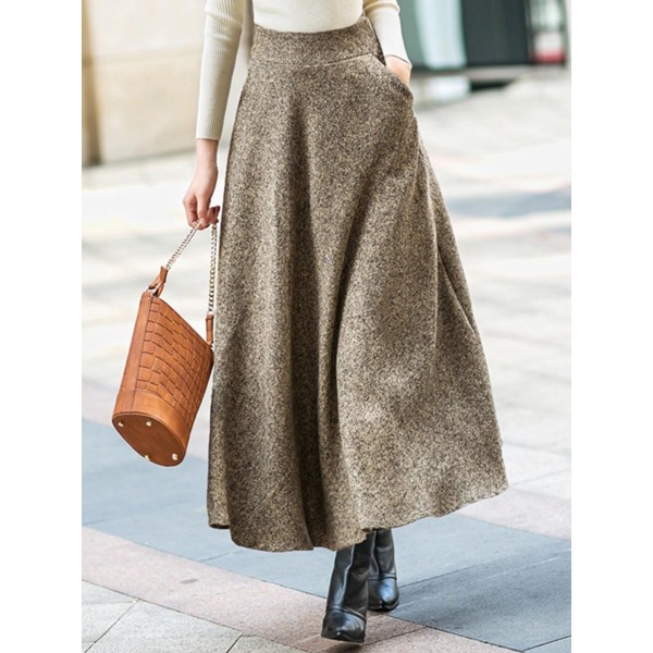 Plain Floor Length Loose Pocket Skirt