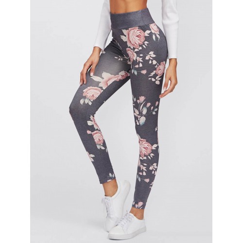 Floral Print Skinny Women's Leggings