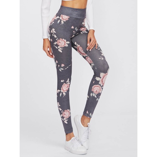 Floral Print Skinny Women's Leggings