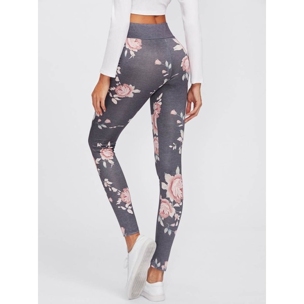 Floral Print Skinny Women's Leggings