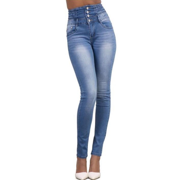 Slim Straight Skinny Buttons Jeans