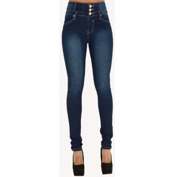 Slim Straight Skinny Buttons Jeans