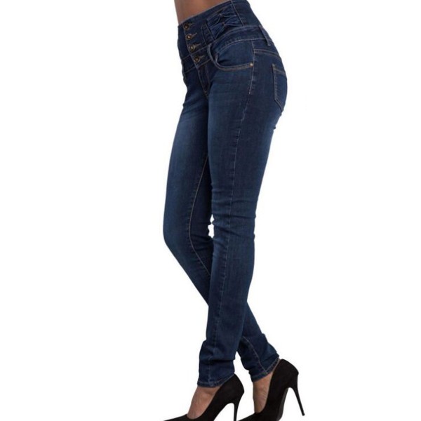 Slim Straight Skinny Buttons Jeans