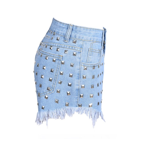 Rivet Hole Pocket Fringe Shorts