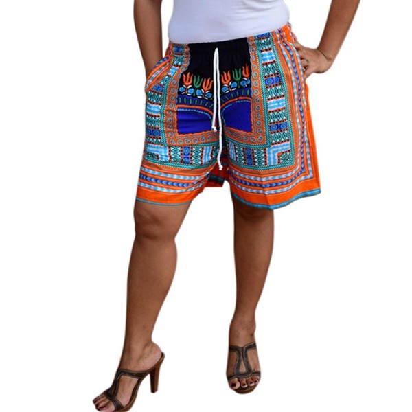 Dashiki Pocket Loose Colorful Women's Shorts