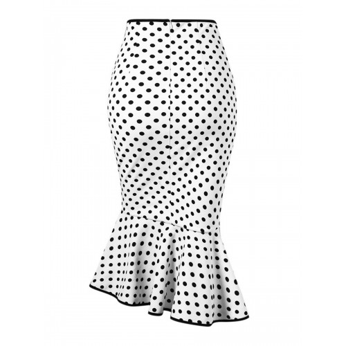 Polka Dot High Waist A-Line Bodycon Women's Skirt