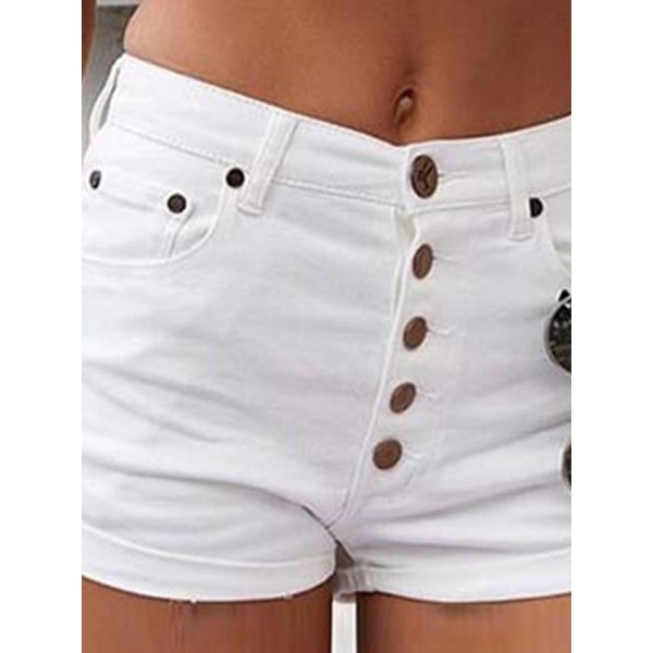 Denim Pure White High Waist Women's Shorts