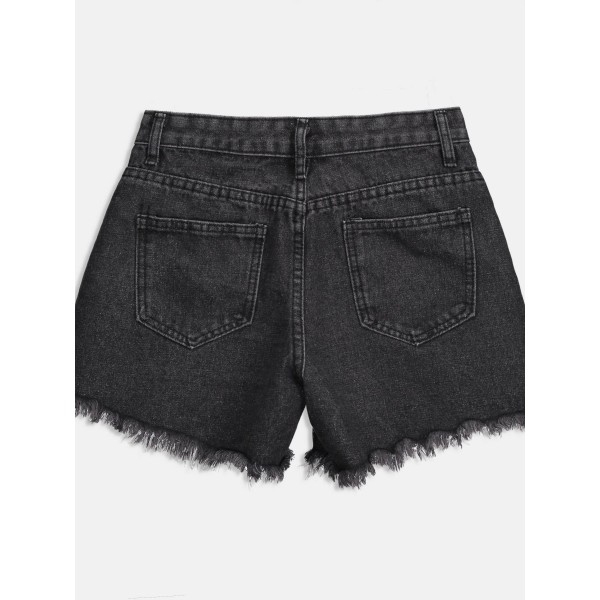 Ripped Embroidery Denim Women's Shorts