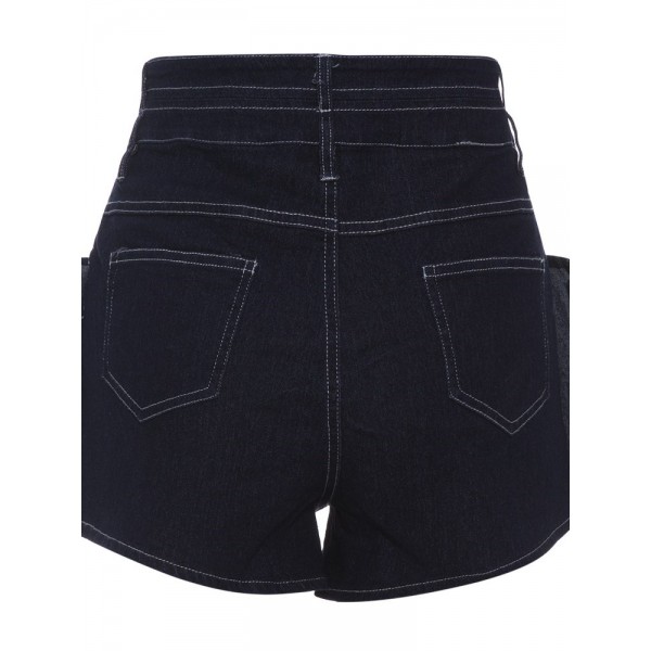 Slim High-Waist Plain Wide Legs Women's Shorts