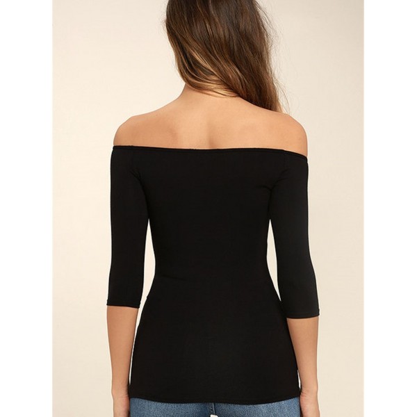 Sexy Off Shoulder Slim Long Sleeved Women's T-shirt