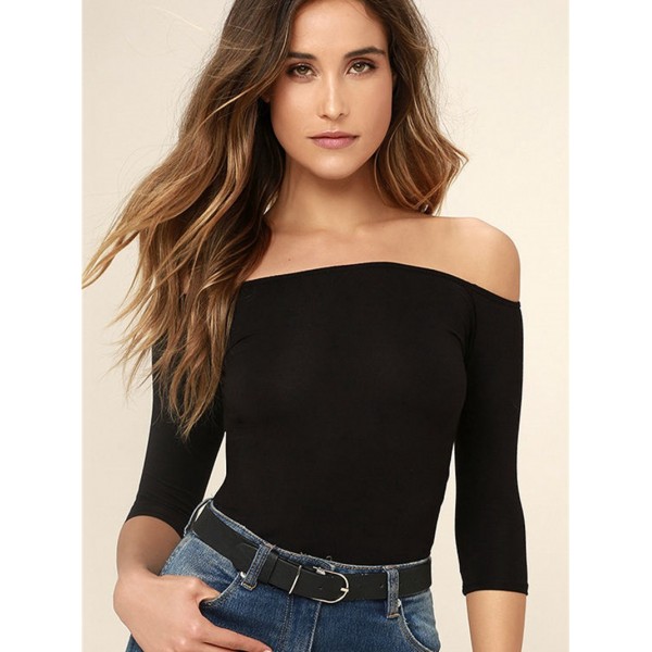 Sexy Off Shoulder Slim Long Sleeved Women's T-shirt