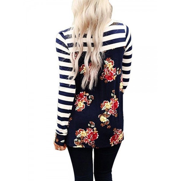 Striped Long Floral Loose T-shirt