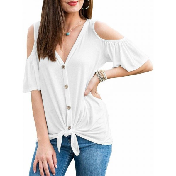 Women's Pure Color Off Shoulder T-shirt