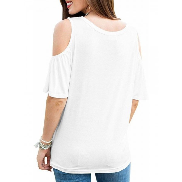 Women's Pure Color Off Shoulder T-shirt