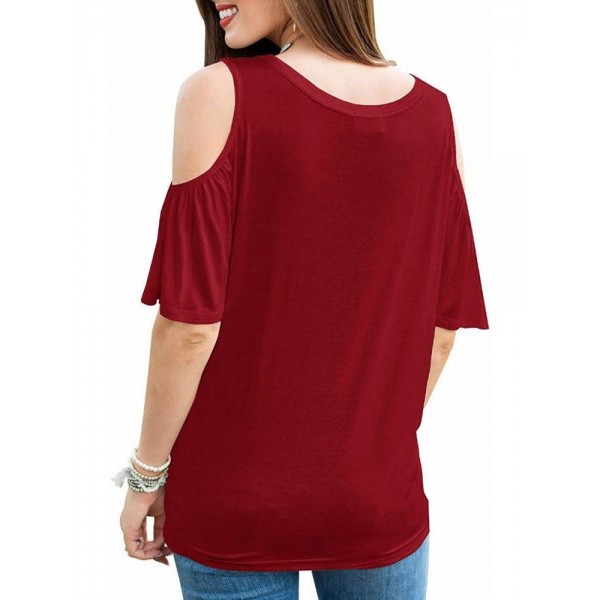 Women's Pure Color Off Shoulder T-shirt