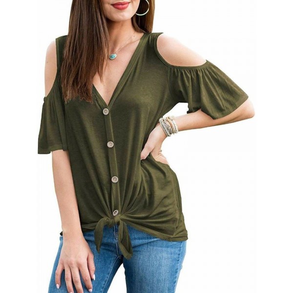 Women's Pure Color Off Shoulder T-shirt