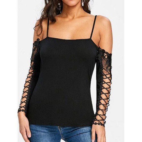 Best Seller Off Shoulder Hollow Out Lace T-shirt