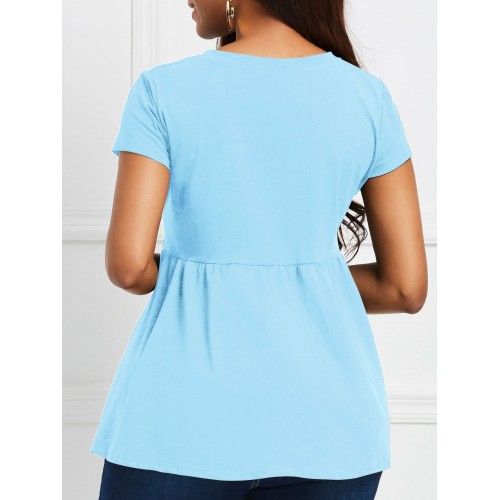 Hot Lace Round Collar Women's T-shirt