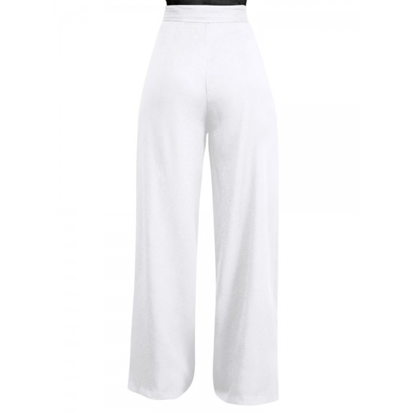 Pure Color Bowtie Casual Pants