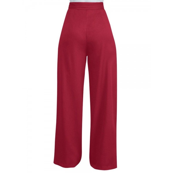 Pure Color Bowtie Casual Pants