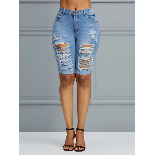 Hole Mid-Waist Jeans