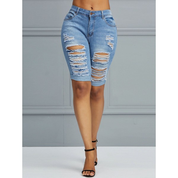 Hole Mid-Waist Jeans