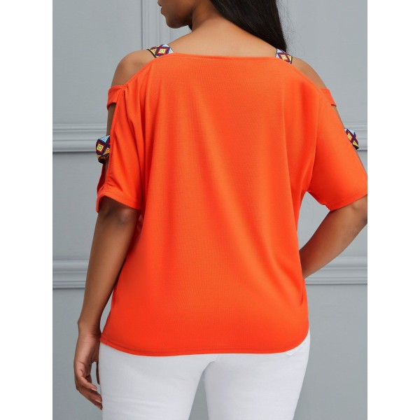 Women's Contrast Color Off Shoulder T-Shirt