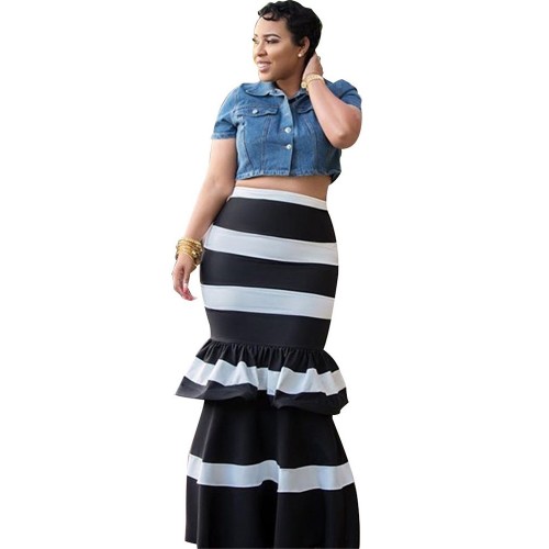 Stripe Ankle-Length Women Pencil Skirt