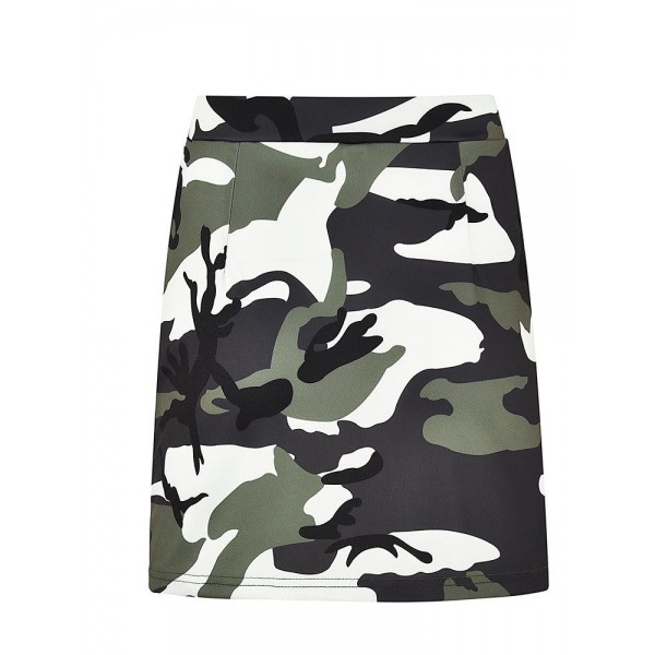 Front Zipper Camouflage Skirt