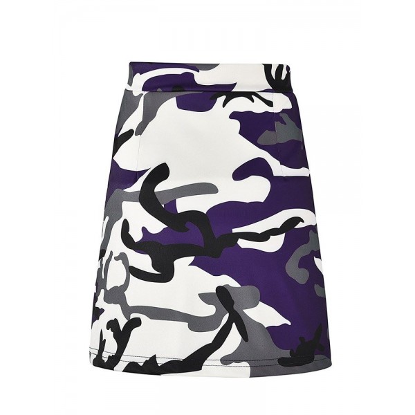 Front Zipper Camouflage Skirt