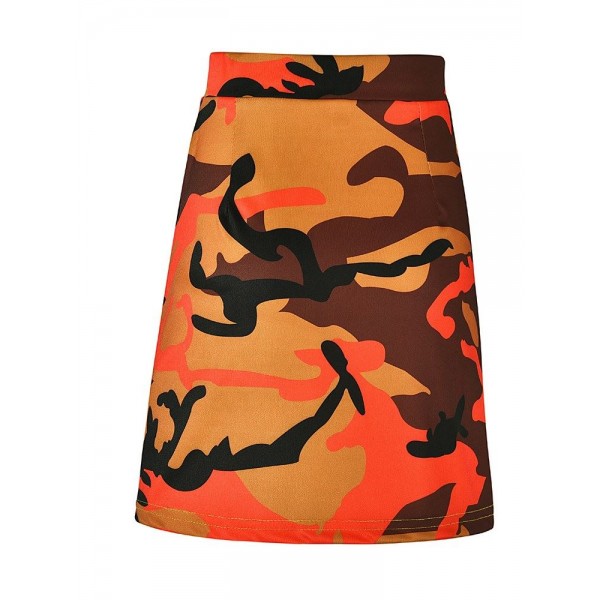 Front Zipper Camouflage Skirt