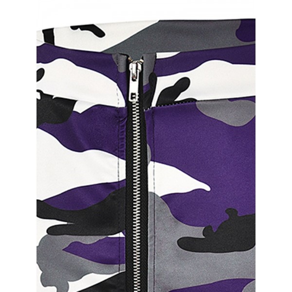 Front Zipper Camouflage Skirt