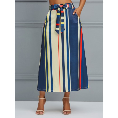 Stripe Color Block A-Line Women's Skirt