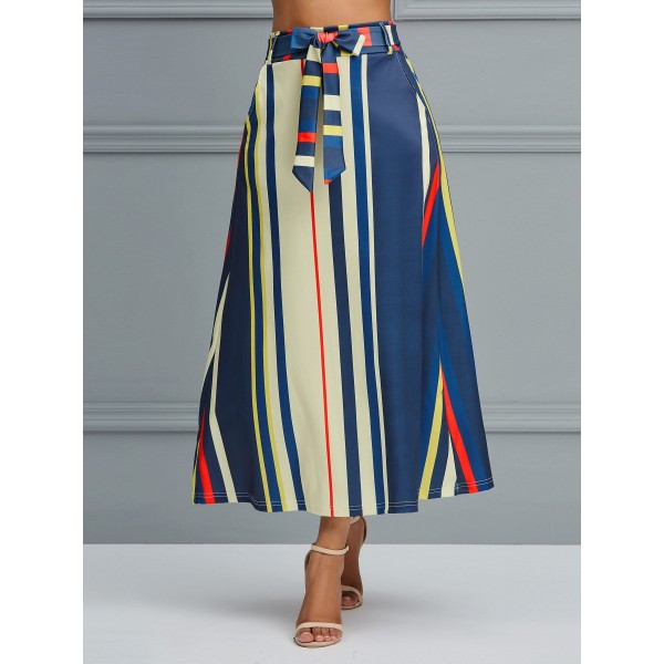 Stripe Color Block A-Line Women's Skirt