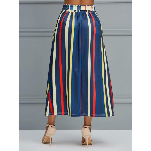 Stripe Color Block A-Line Women's Skirt