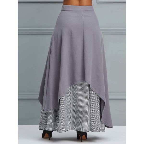 Patchwork Ankle-Length Casual Skirt