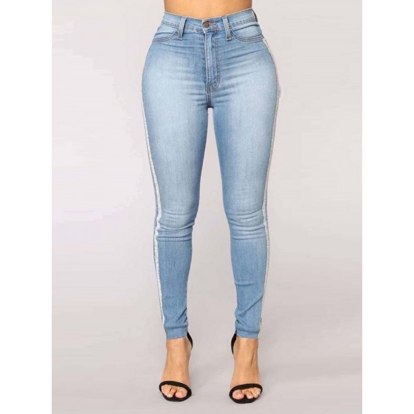 Side Stripe Light Blue Jeans