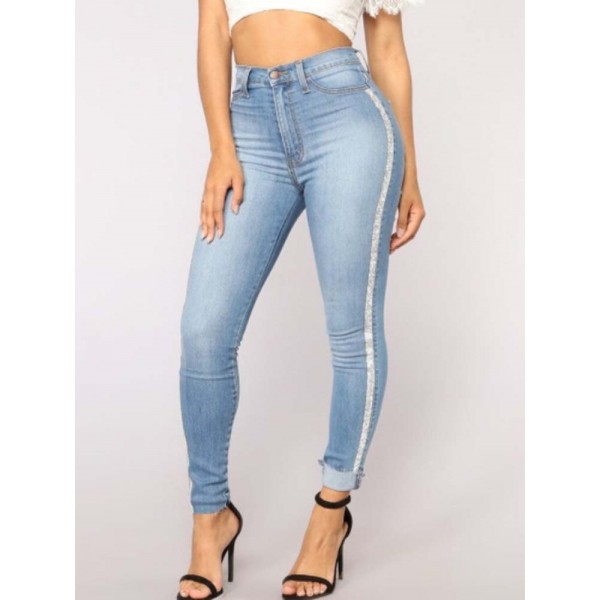 Side Stripe Light Blue Jeans