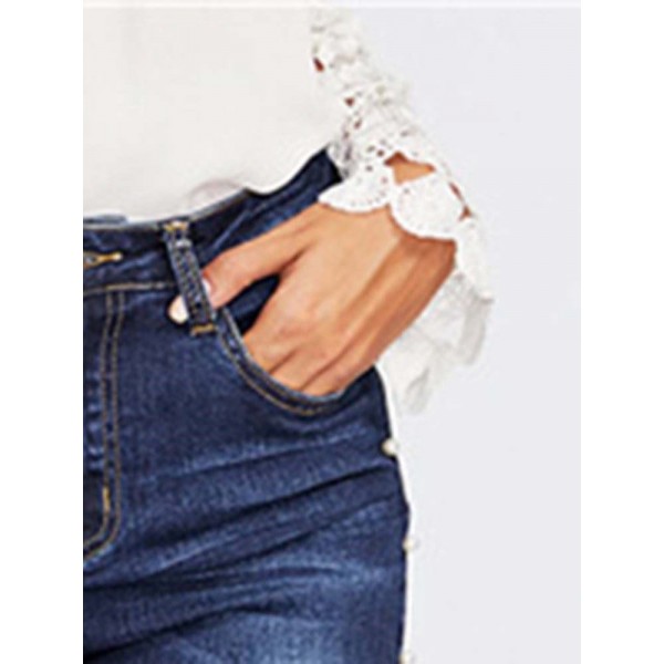 Side Beading Pencil Jeans