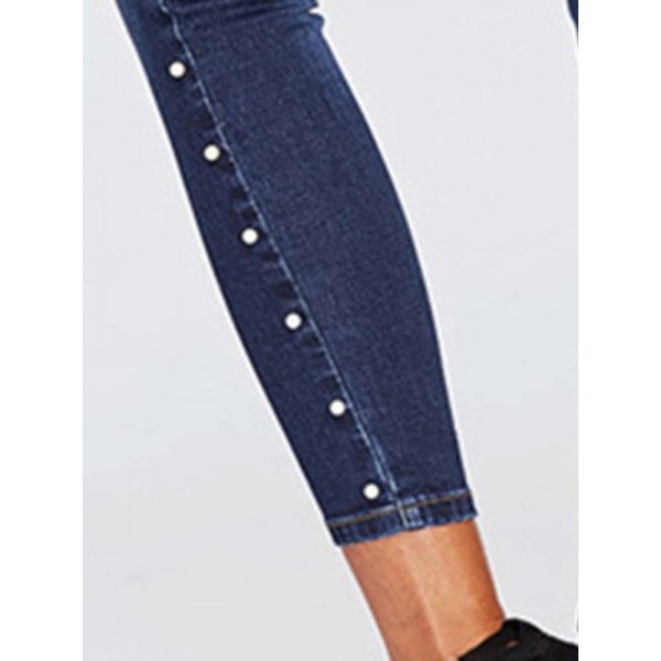 Side Beading Pencil Jeans