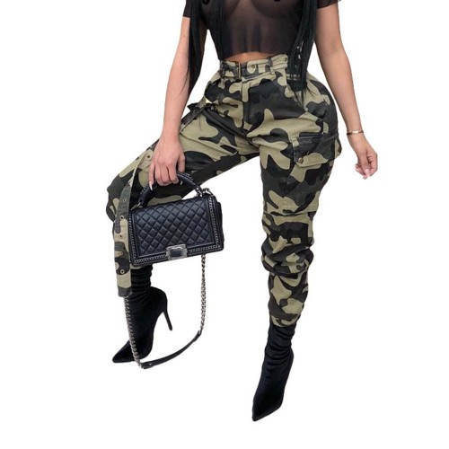 Low waist Camouflage Print Casual Pants