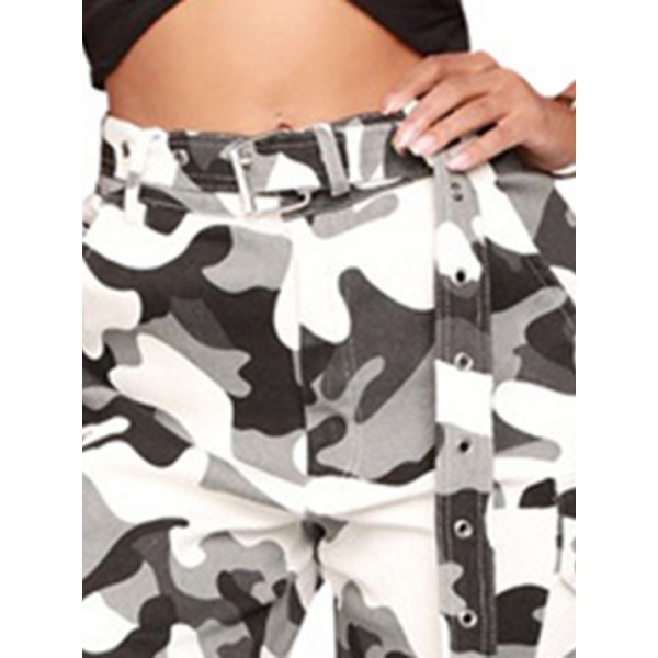 Low waist Camouflage Print Casual Pants