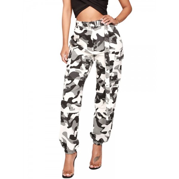 Low waist Camouflage Print Casual Pants