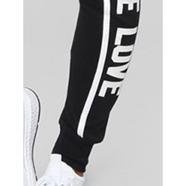 Print Letter Zipper Casual Sports Hooded Suit